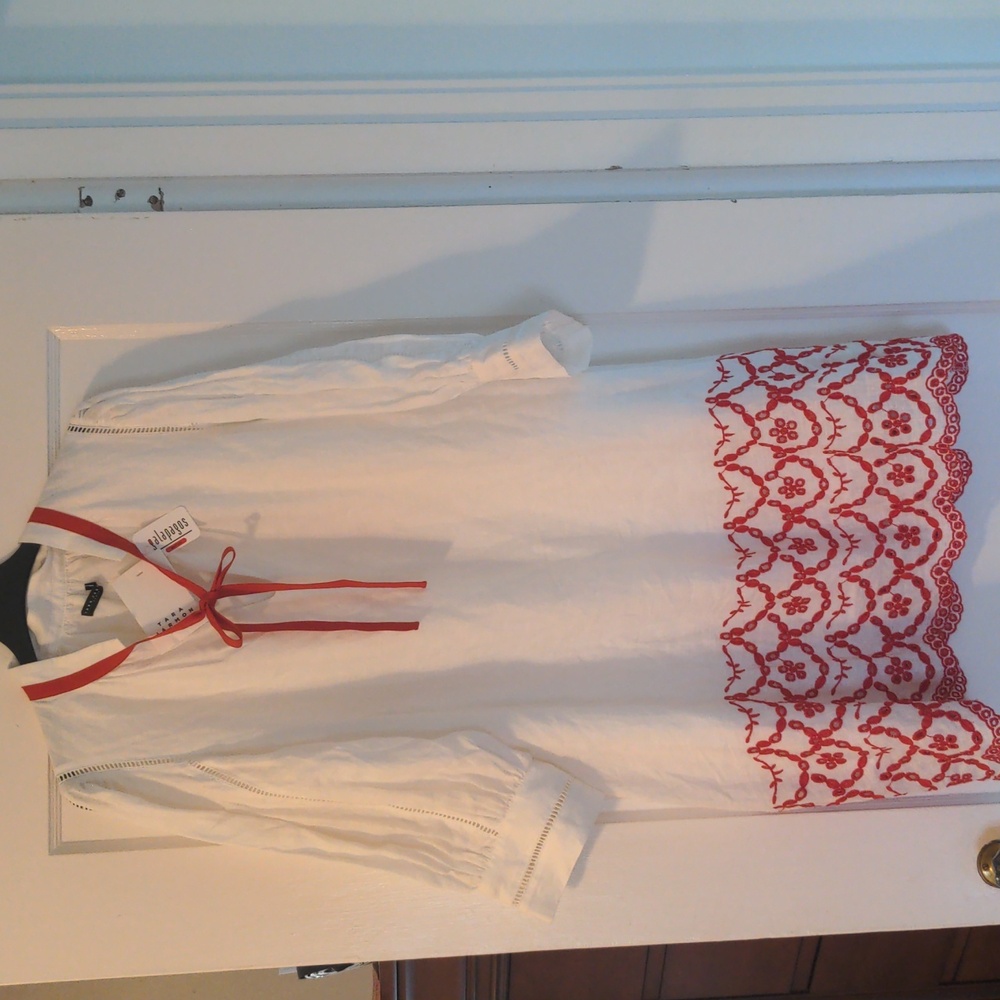 TARA JARMON Paris Linen Embroidered Dress